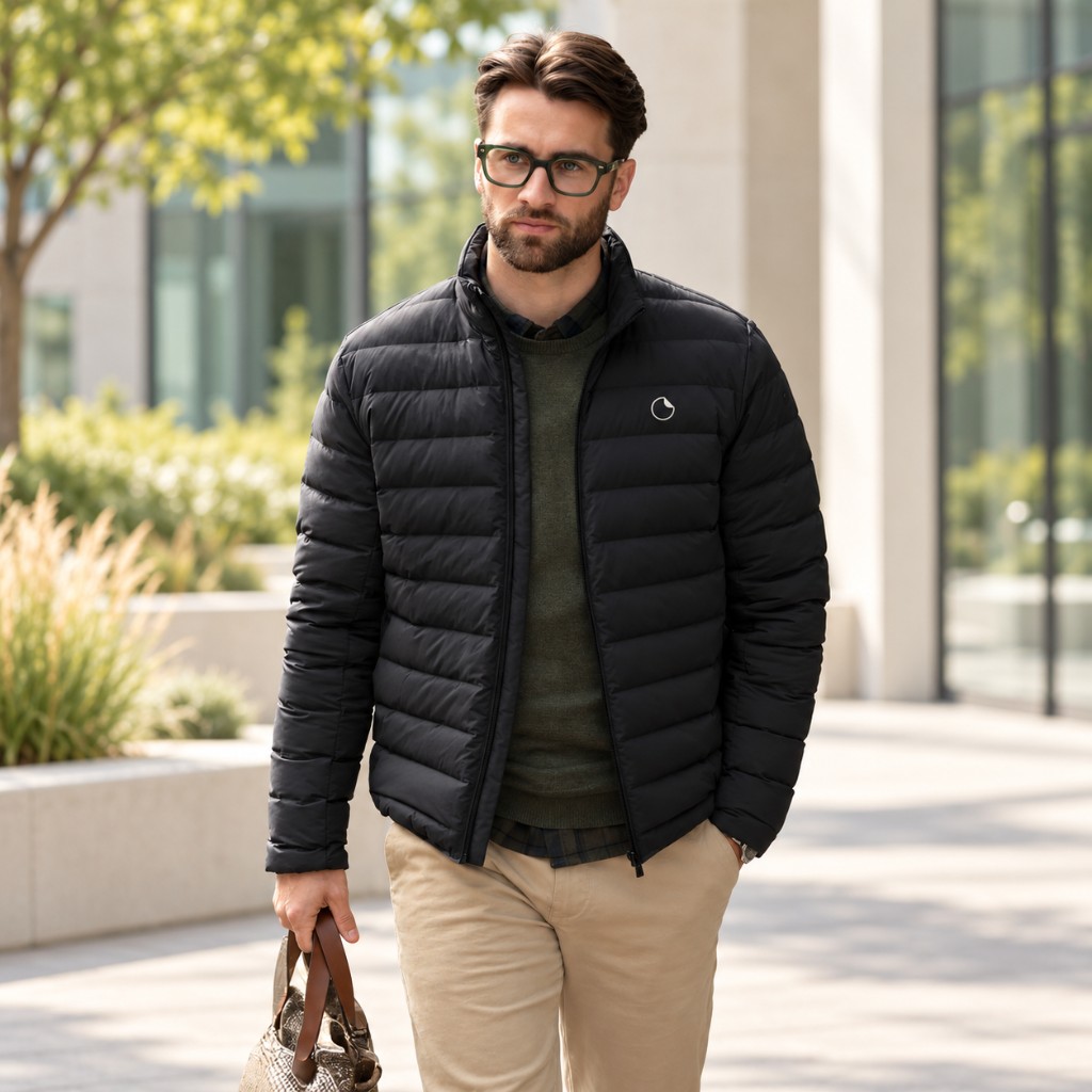 Veste matelassée noire personnalisée Primtee — outerwear d’entreprise