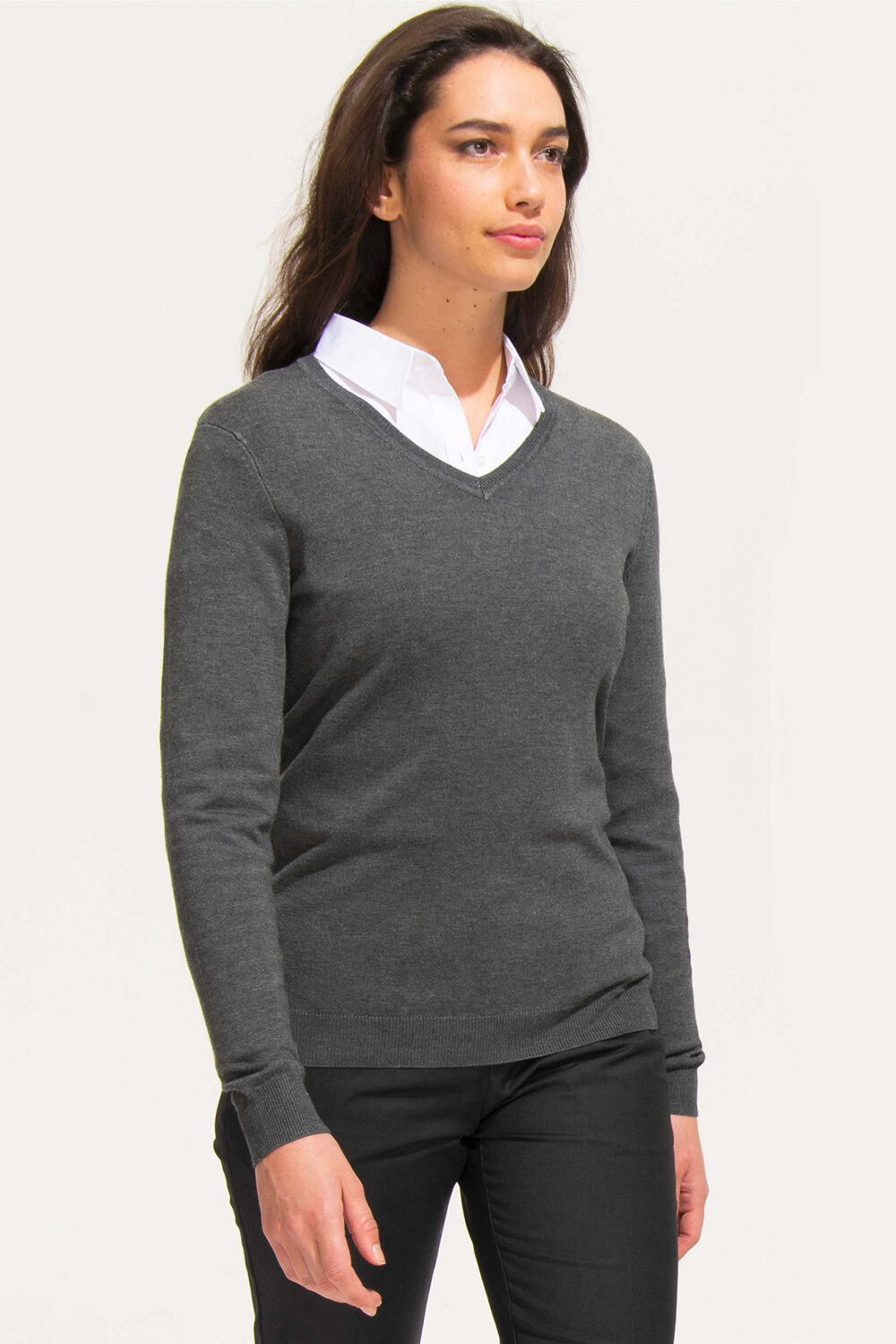 Pull col "V" femme