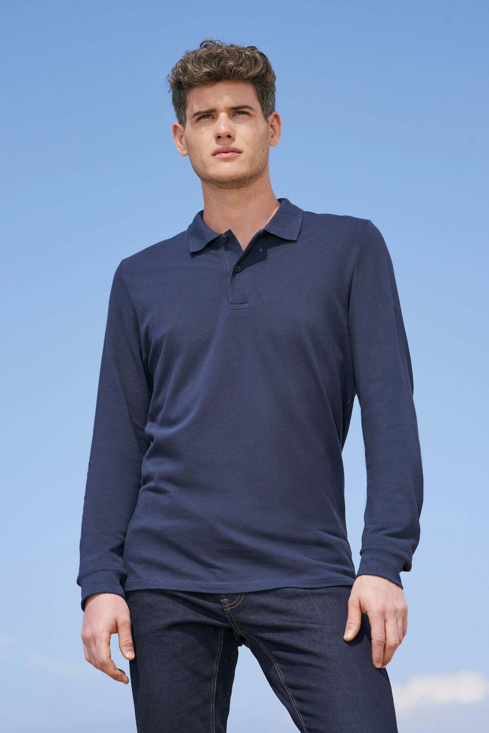 Polo piqué manches longues homme