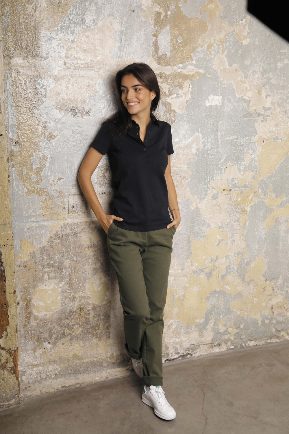 Pantalon chino taille élastiquée femme