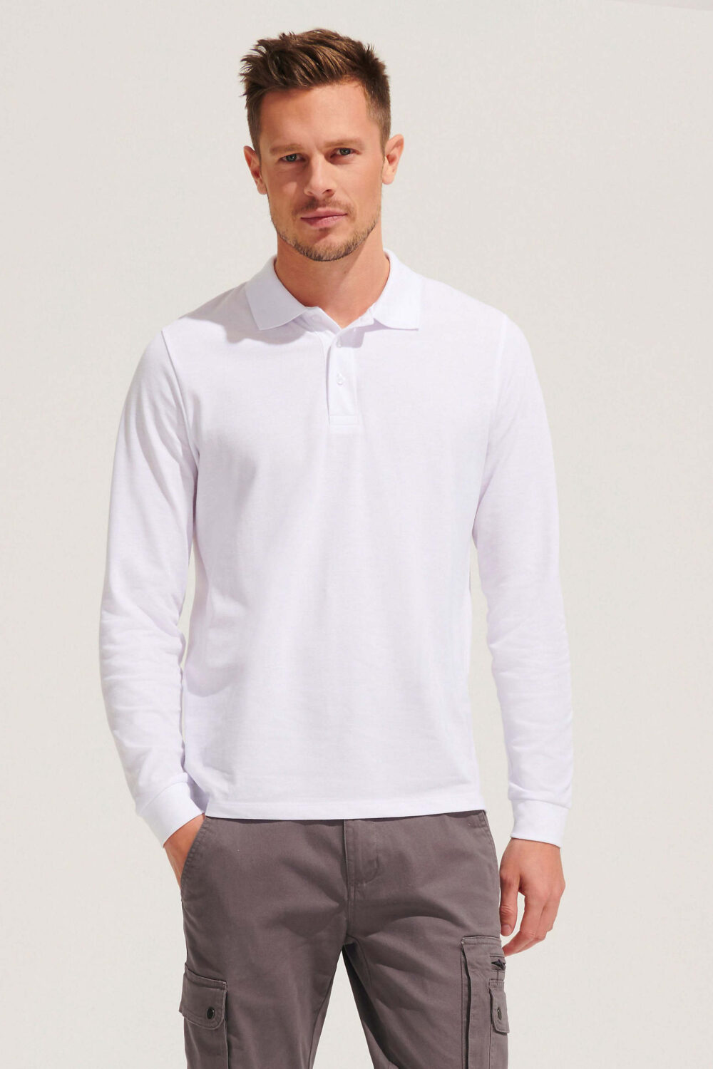 Polo unisexe manches longues polycoton