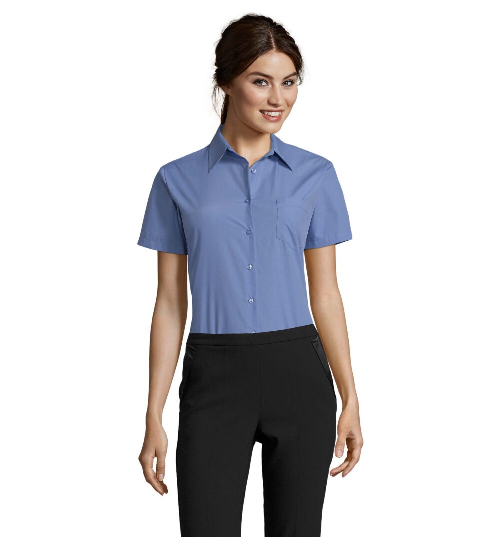 Chemise femme popeline manches courtes
